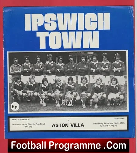 Ipswich Town v Aston Villa 1975 – Junior Cup Final Programme