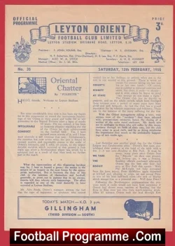 Leyton Orient v Gillingham 1955 - football programme