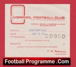 Liverpool Football Club Official Match Atendance Ticket 1979 - football memorabilia