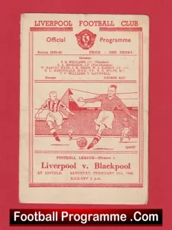 Liverpool v Blackpool 1949 - 1940s - football programme