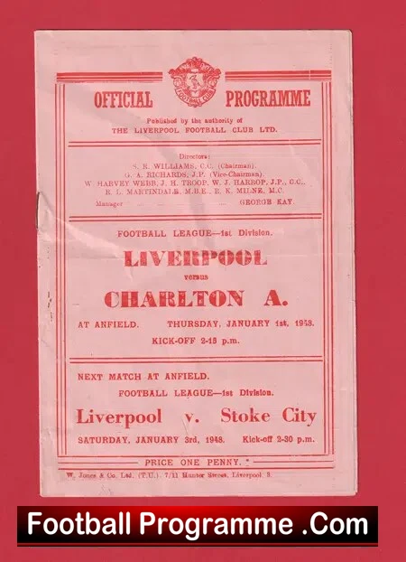 Liverpool v Charlton Athletic 1948