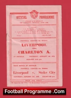 Liverpool v Charlton Athletic 1948 - football programme