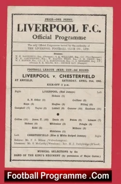 Liverpool v Chesterfield 1945 – Football War Cup Anfield