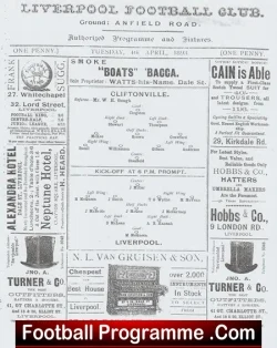 Liverpool v Cliftonville 1893 - 1800's Programme - First Season - football programme