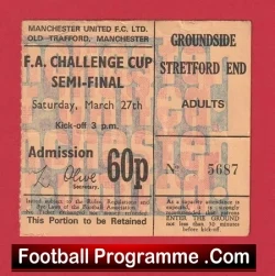 Liverpool v Everton 1971 – FA Cup Semi Final Ticket Old Trafford