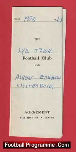 Lye Town Football Club Albert Clutterbuck Players Contract 1948 - football programme