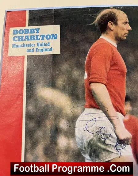 Manchester United Bobby Charlton Signed Poster Autograph 1970s