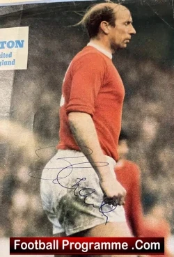 Manchester United Bobby Charlton Signed Poster Autograph 1970s - football programme