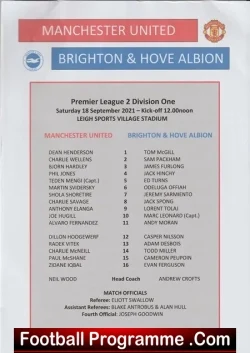 Manchester United v Brighton 2021 – Reserves