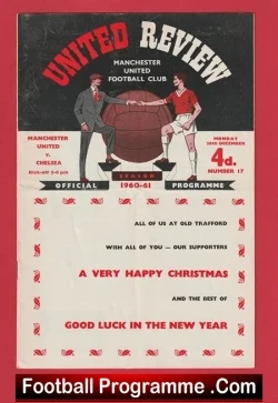 Manchester United v Chelsea 1960 - Score was 6 - Nil - football programme