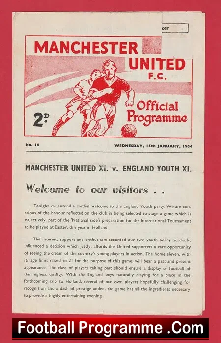 Manchester United v England 1964 – Youth Game at Old Trafford