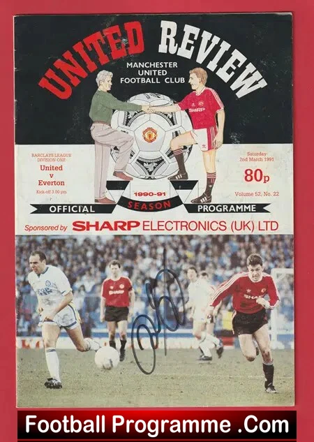 Manchester United v Everton 1991 – Ryan Giggs Debut Signed