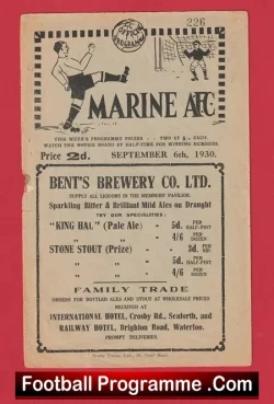 Marine Athletic v Peasley Cross Athletic 1930 – Old Programme