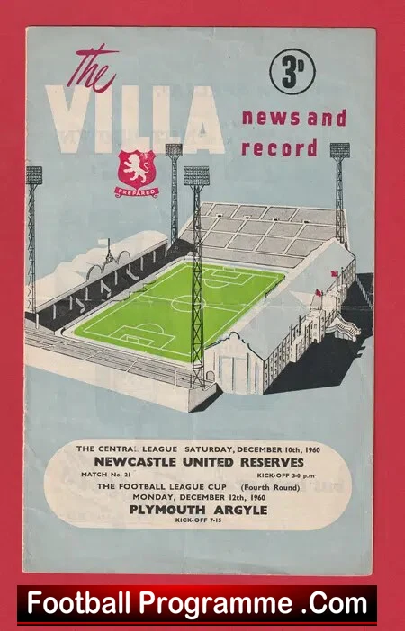 Newcastle United v Plymouth Argyle 1960 – Reserves Match – Villa