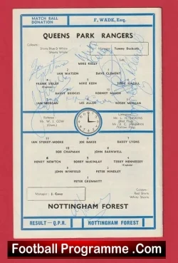 Queens Park Rangers v Nottingham Forest 1968 – Multi SIGNED