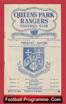 Queens Park Rangers v Torquay United 1954 – QPR