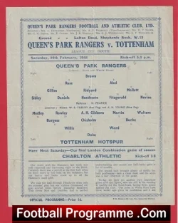 Queens Park Rangers v Tottenham 1945 - War Time - football programme