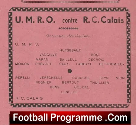 Racing Club De Calais v UMRO 1953 - French - France