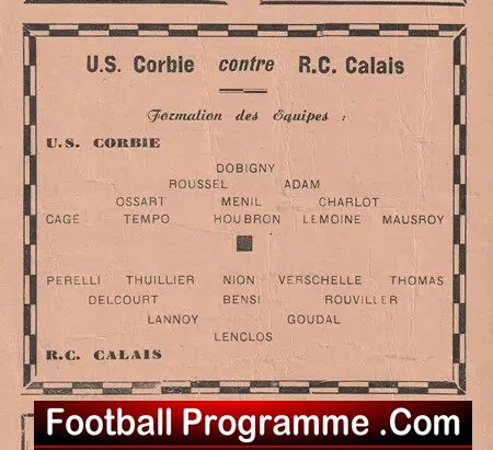 Racing Club De Calais v US Corbie 1951 - French - France