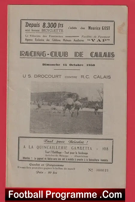 Racing Club De Calais v US Drocourt 1950 - French - France