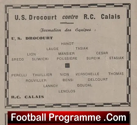 Racing Club De Calais v US Drocourt 1950 - French - France