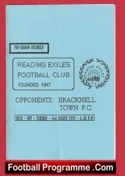 Reading Exiles v Bracknall Town 1993 – Pre Season Friendly