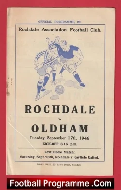 Rochdale v Oldham Athletic 1946 – 1940’s Programme