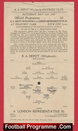 Royal Artillery Depot v London Representative 1945 – Selhurst Park