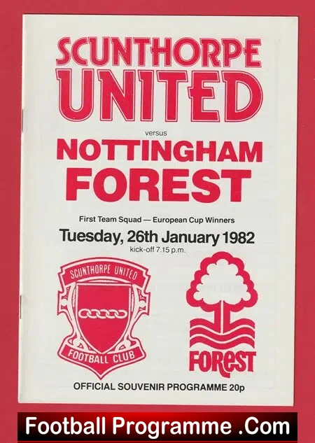 Scunthorpe United v Nottingham Forest 1982 – Official Souvenir