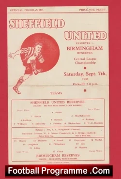 Sheffield United v Birmingham City 1935 - Reserves Match 1930s - football programme