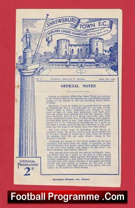 Shrewsbury Town v Frickley Athletic 1948 – Midland League