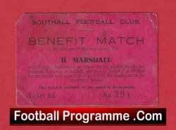Southall Football Club H Marshall Benefit Match Ticket – 1950s