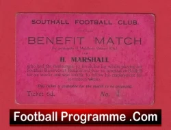 Southall Football Club H Marshall Benefit Match Ticket – 1950’s