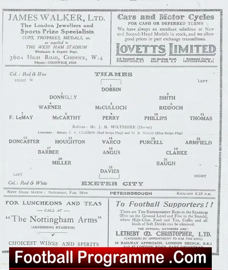 Thames v Exeter City 1931