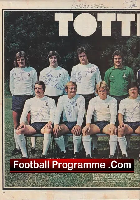 Tottenham Hotspur Football Club Multi Autographed Signed 1970s