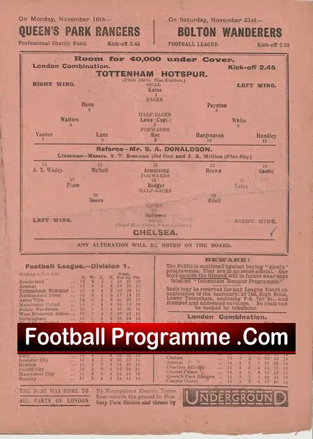 Tottenham Hotspur v Chelsea 1925 - 1920s