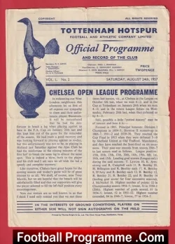 Tottenham Hotspur v Chelsea 1957 - Jimmy Greaves Debut First 1st - football programme