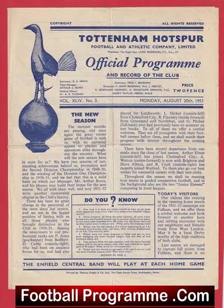 Tottenham Hotspur v Fulham 1951