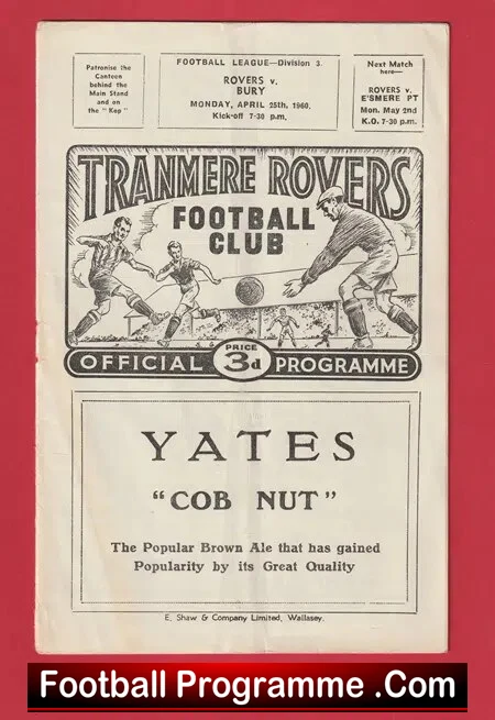 Tranmere Rovers v Bury 1960