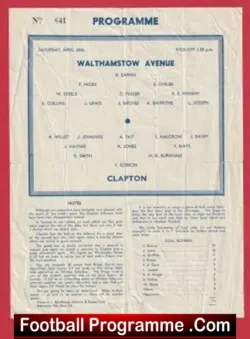 Walthamstow Avenue v Clapton 1945 ?