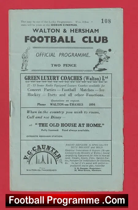 Walton Hersham v Eastbourne 1948