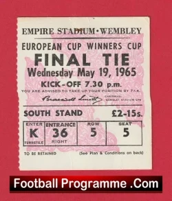 West Ham United v 1860 Munich 1965 – European Cup Final Ticket