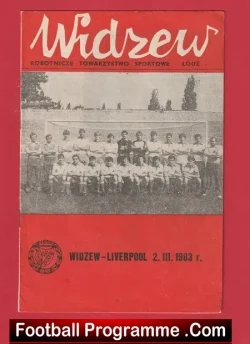 Widzew Lodz v Liverpool 1983 - Poland - football programme