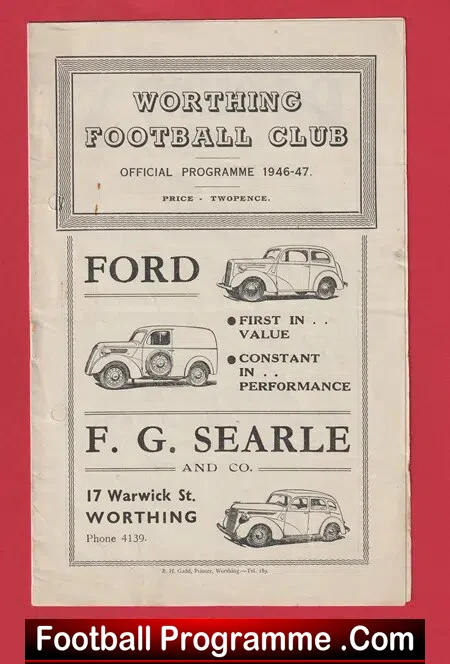 Worthing v East Grinstead 1946 – 1940’s Programme