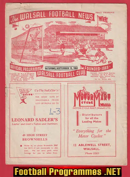 Walsall v Southampton 1953