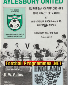 Aylesbury United v England 1988 – European Practice Match