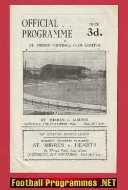 St Mirren v Airdrieonians Airdrie 1962 – Scotland