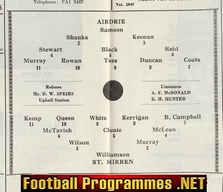 St Mirren v Airdrieonians Airdrie 1962 - Scotland