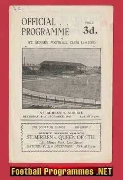 St Mirren v Airdrieonians Airdrie 1963 – Scottish
