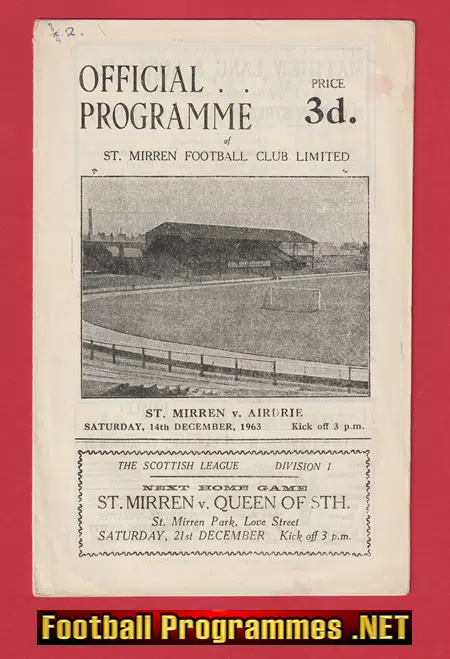 St Mirren v Airdrieonians Airdrie 1963 – Scottish